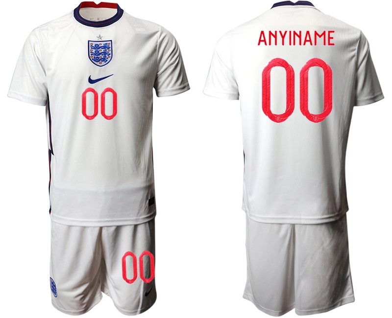 Men 2021 European Cup England home white customized Soccer Jersey->customized soccer jersey->Custom Jersey